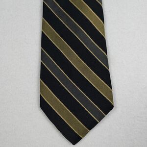 Robert Talbott Best Of Class Black Brown Gray Striped REPP 100% Silk Neck Tie